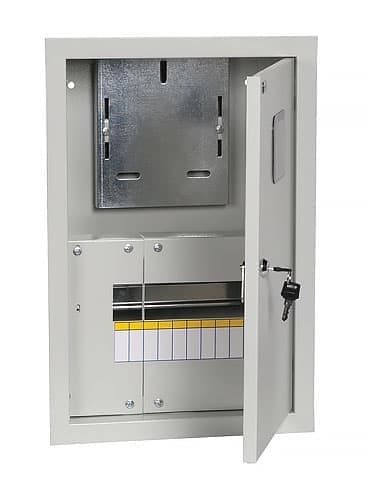 Фото щит учета и распределения встраиваемый серый iek щурв под 1ф счетчик в интернет магазине