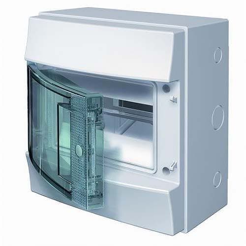 Картинка "щит навесной abb mistral65 с клеммами pe+n прозрачная дверца 8 мод 1 ряд (1slm006501a1201)" купить в Киеве