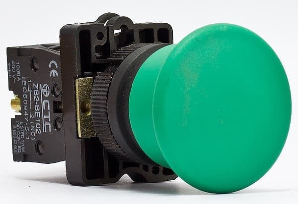 Фото кнопка грибок ec35 зеленый ø40мм (пластик) 1no+1nc тм стс в интернет магазине