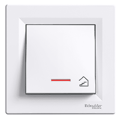 Фото выключатель 1-кл. кнопочный с подсветкой и символом "лестница" schneider electric asfora в интернет магазине