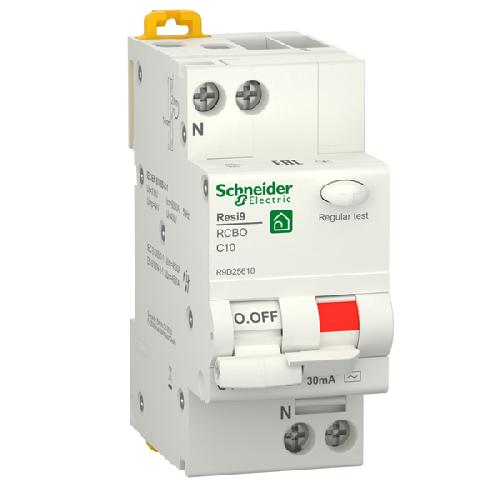 Картинка "дифференциальный автомат schneider electric resi9 6ka тип аc х-ка c 1p+n 10а 30ma (r9d25610)" купить в Киеве