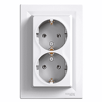 Картинка "розетка двойная с заземлением schneider electric asfora белый (eph9900121)" купить в Киеве