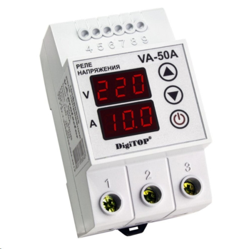 Однофазное реле контроля тока и напряжения DigiTOP 50A (VA-50A)