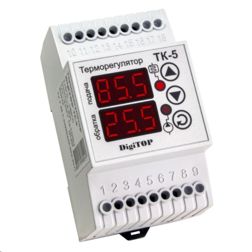 Температурное реле двухканальное для котлов и систем отопления DigiTop 6A (ТК-5)